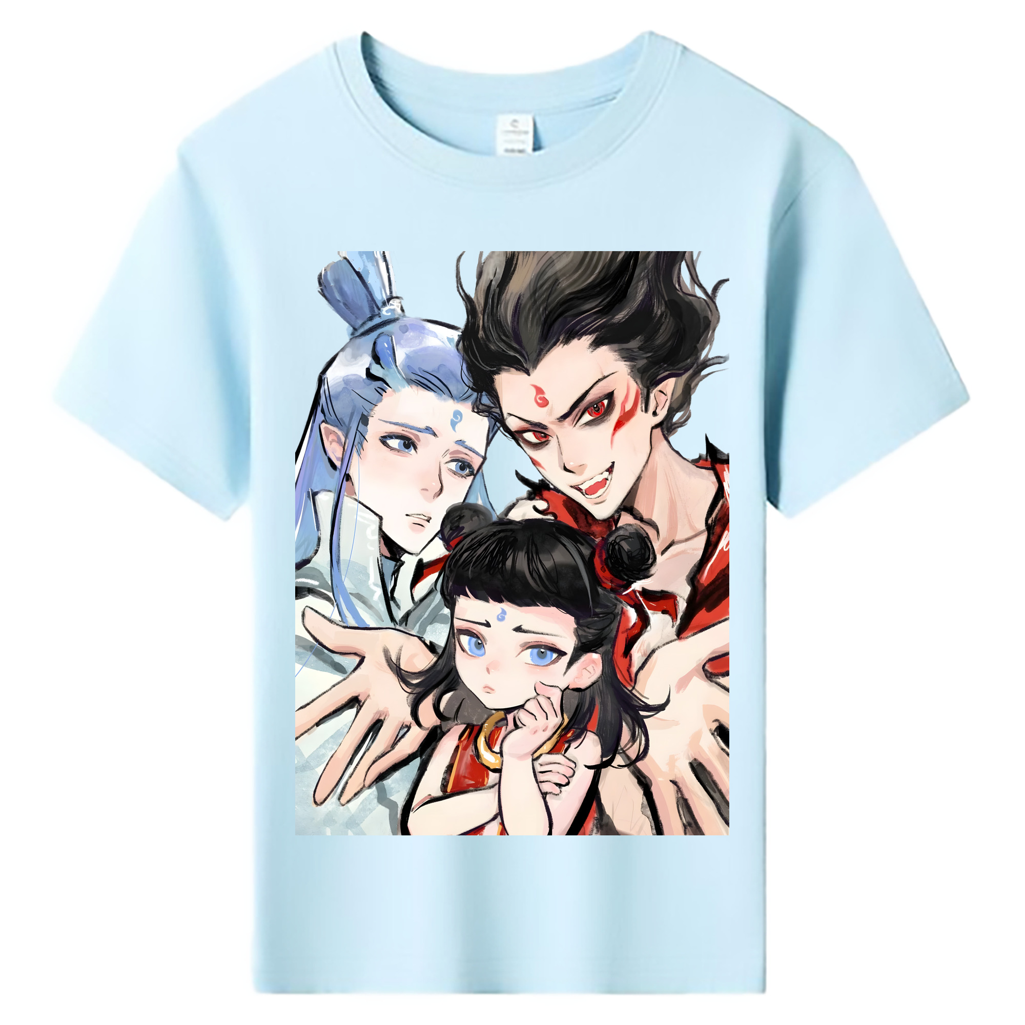 （画像用） Ne Zha 2 ナタ 魔童の大暴れ 綿100％キッズTシャツ（フロントプリント）